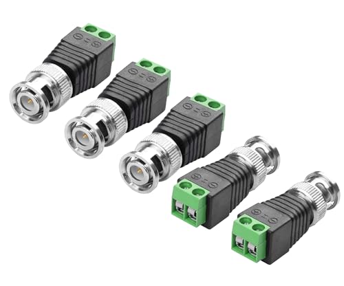 YAODHAOD BNC zu Cat5e Adapter BNC Stecker zu Terminal Lötless Stecker BNC Video Balun Stecker Stecker Stecker Stecker für CCTV Überwachungskabel Ethernet Lautsprecher (5PCS) (5X BNC Stecker) von YAODHAOD
