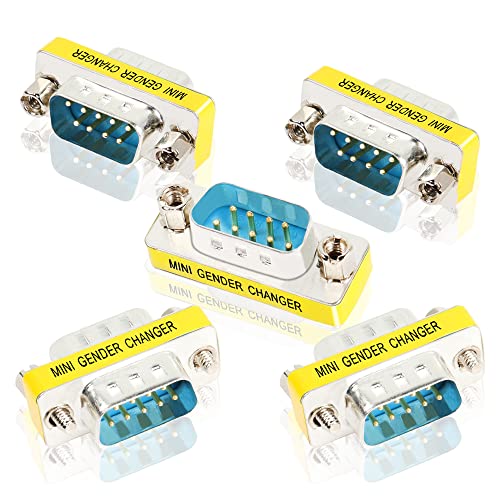 YAODHAOD DB9 9 Pin RS-232 Serial Connector DB9 Stecker auf Stecker Kabel Koppler Adapter 5 Packungen (DB9 M/M) von YAODHAOD