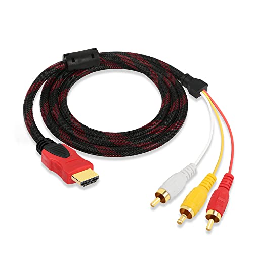 YAODHAOD HDMI zu 3RCA Adapter，HDMI Converter Audio,Keine Dekodierungsfunktion， Composite Video Audio VA Adapter Geeignet für HDTV DVD und die meisten LCD Projektoren Geräte (5FT) von YAODHAOD