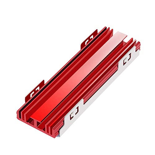 YAODHAOD M.2 Kühlkörper NVME 2280 SSD Kühler, doppelseitiger Kühlkörper mit thermischem Silikonpad für PS5 PCIE NVME M.2 SSD oder NGFF SATA M.2 SSD Computer und PC (Rot) von YAODHAOD