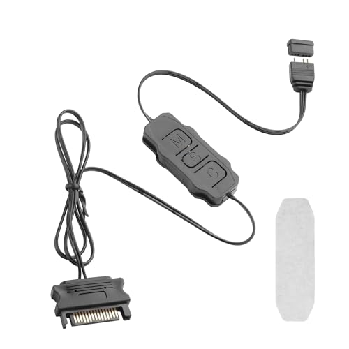 YAODHAOD Mini-ARGB-Controller, 3-poliger RGB-5-V-Controller, integrierter Lichtmodus, SATA-Netzteil, RGB-Controller für PC-Ventilator, Lichtleiste, wasser-/luftgekühlter Heizkörper (schwarz) von YAODHAOD