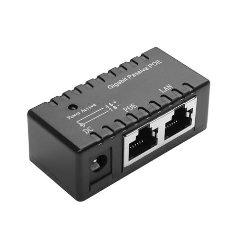 YAODHAOD POE Injector 100 Megabyte, Power Over Ethernet über Netzteil 12V 24V 48V, Entfernung bis zu 100m, Wandstecker Power über Ethernet für POE Gerät (1000Mbps/Stil B) von YAODHAOD