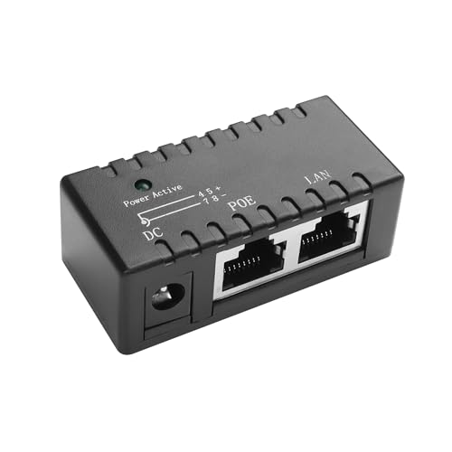 YAODHAOD POE Injector, Power Over Ethernet über Netzteil 12V 24V 48V, Entfernung bis zu 100m, Wandstecker Power über，inklusive 12V DC Kabel (100Mbps/Stil B) von YAODHAOD