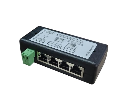 YAODHAOD POE Injector 100 Megabyte, Power Over Ethernet über Netzteil 12V 24V 48V, Entfernung bis zu 100m, Wandstecker Power über Ethernet für POE Gerät (4 Ports 1000Mbps，9-48V) von YAODHAOD