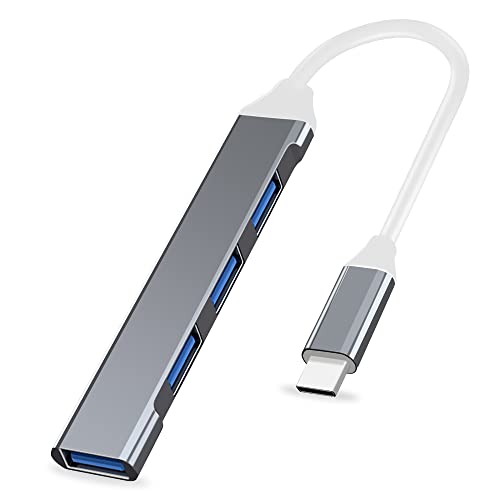 YAODHAOD USB Verteiler Mini USB C Hub Erweiterungen, 4 Anschlüsse, 3.0*1/2.0*3, 5 Gbit/s USB Port Splitter, ultradünner USB Daten Hub, tragbar für MacBook Pro Air HP XPS und mehr USB Geräte (Grau C) von YAODHAOD