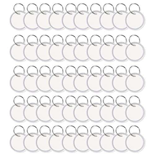 50 Stück 3,2 cm blanko Metallrand für Schlüssel, rundes Papier mit Schlitz für Etikett, codiertes Etikett für Schlüsselanhänger, Set, Metallschlüssel mit von YAOGUI