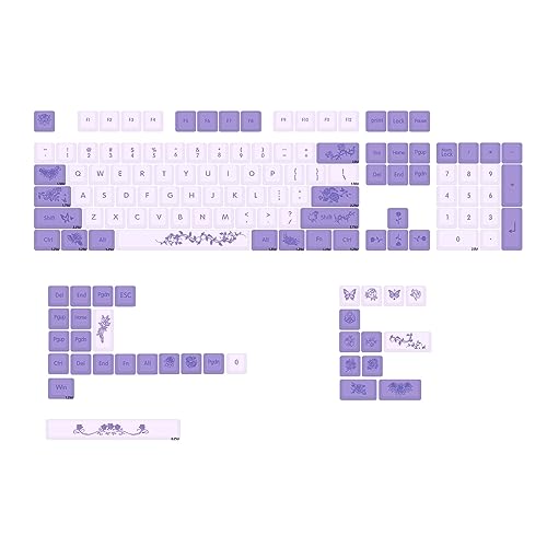 PBT-Tastenkappen, 136 Stück, violette Rose, Farbstoffsublimations-Tastenkappen-Set, MDA-Profil, personalisierbar für Mädchen, mechanische Tastatur, PBT-Tastenkappen, 136 Stück, violette Rose, von YAOGUI
