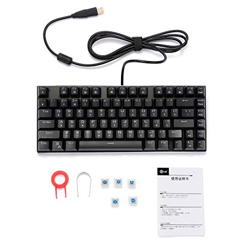 YAOGUI Tastatur, mechanische russische Tastatur, 81 Tasten, Büro-Computer-Tastatur, Regenbogenfarben, LED-Hintergrundbeleuchtung für PC-Gamer, USB-Tastatur von YAOGUI