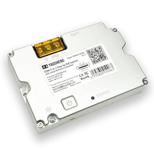 YAOSHENG 120 W 3-in-1 Step Up PoE-Injektor mit umfassendem Schutz für standardbetätigten Starlink, YSNEAPL12010B YAOSHENG 120 W 3-in-1 Step Up PoE-Injektor mit umfassendem Schutz für standardbetätigten Starlink, YSNEAPL12010B von YAOSHENG
