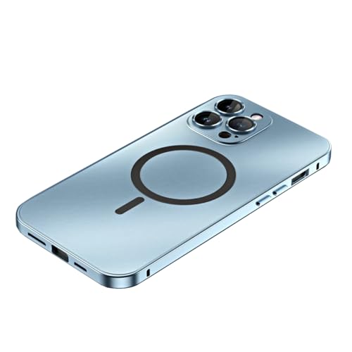 YAOZOCASE Schutzhülle für iPhone, kompatibel mit MagSafe, magnetischer Luxus-Aluminium-Metallrahmen, Fallschutz in Militärqualität, stoßfeste Handyhülle (Blau, iPhone 14 Pro Max) von YAOZOCASE