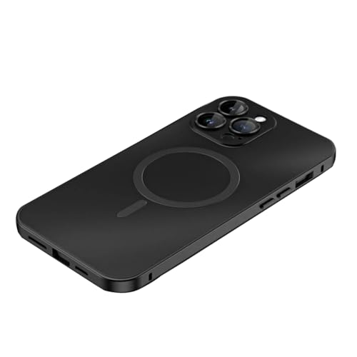 YAOZOCASE Schutzhülle für iPhone, kompatibel mit MagSafe, magnetischer Luxus-Aluminium-Metallrahmen, Fallschutz in Militärqualität, stoßfeste Handyhülle (Schwarz, iPhone 15 Pro Max) von YAOZOCASE