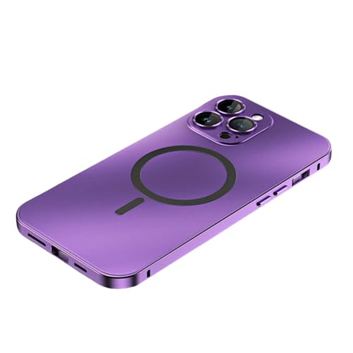YAOZOCASE Schutzhülle für iPhone, kompatibel mit MagSafe, magnetischer Luxus-Aluminium-Metallrahmen, Fallschutz in Militärqualität, stoßfeste Handyhülle (lila, iPhone 14 Pro Max) von YAOZOCASE