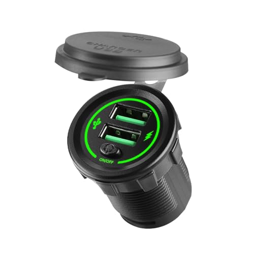 Zwei USB-Ports, 36 W, Schnelllade-Auto-Adapter mit Schaltern und LED, für 12 V 24 V Autos, LKWs, Motorräder und Schiffe Zwei USB-Ports, 36 W, Schnelllade-Auto-Adapter mit Schaltern und LED, für 12 V 24 V Autos, LKWs, Motorräder und Schiffe von YAPAILANG