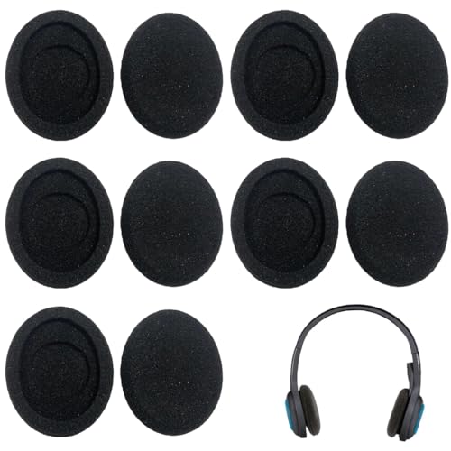 YAPKOLV 10 Stück Replacement Foam Ear Pads for Audio Headphones (50mm) (Black) von YAPKOLV