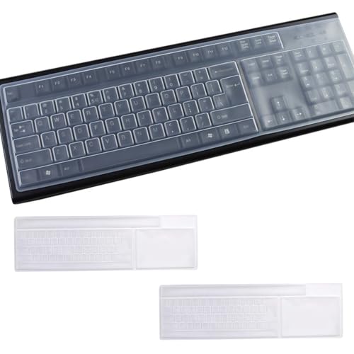 YAPKOLV 2 Stück Tastaturschutz Silikon Tastatur Abdeckungen Staubschutz Desktop Computer Tastatur Schutzfolie Wasserdicht Und Staubdicht (Transparent) von YAPKOLV
