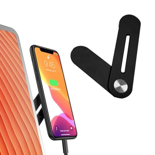 YAPKOLV Magnetische Handy Ständer, Handyhalterung für Laptop, Verstellbare Handy-Monitor-Seitenhalterung für iPhone 15 Pro Max/ 14 Plus/ 13 Mini/ 12 (Schwarz) von YAPKOLV