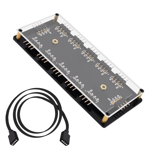 YARCHONN 12V 4PIN RGB Hub 1 bis 11-Wege RGB LED Fan Splitter Hub Controller mit Gehäuse/50CM Verlängerungskabel für erweiterte Motherboard RGB Schnittstelle von YARCHONN