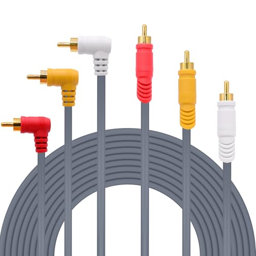 YARCHONN 3 RCA Audio Video Composite Kabel, 3 RCA Stecker zu 90 Grad Stecker AV TV Stereo Komponente Audio Kabel für Set-Top Box, Lautsprecher, Verstärker, DVD Player -3M /9.8FT YARCHONN 3 RCA Audio Video Composite Kabel, 3 RCA Stecker zu 90 Grad Stecker AV TV Stereo Komponente Audio Kabel für Set-Top Box, Lautsprecher, Verstärker, DVD Player -3M /9.8FT von YARCHONN