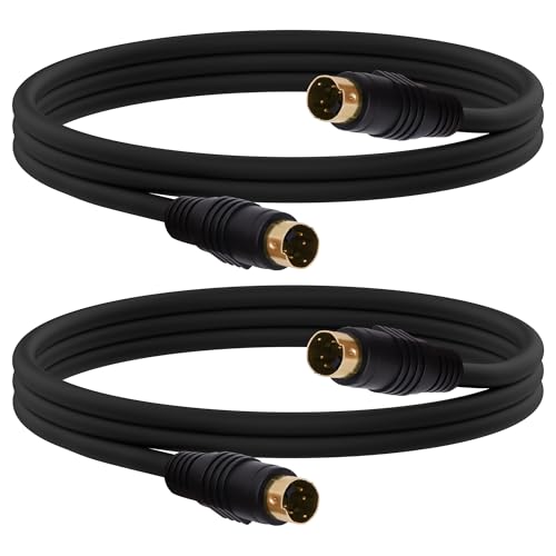 YARCHONN S-Video Kabel 4-Pin Mini Din SVideo Stecker auf Stecker Verlängerungskabel, SVHS Lead Kabel Stecker für HDTV VCR DVD Projektor Kamera Camcorder -1.5M -2pcs (Stecker auf Stecker) von YARCHONN