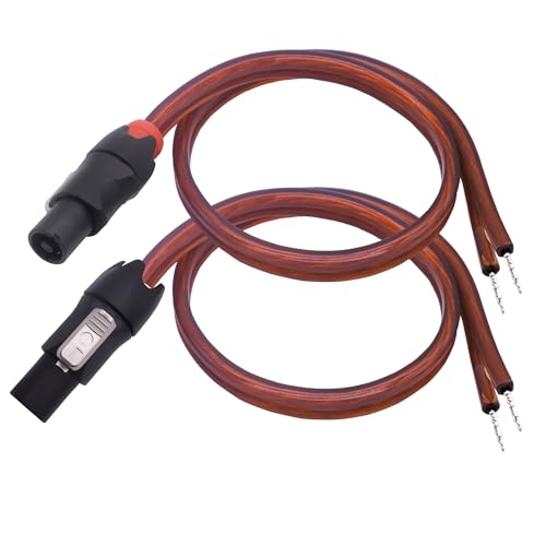 YARCHONN Speakon Lautsprecher Bare Wire Kabel Open End, 1.64FT Pigtail Lautsprecher Draht Audio Kabel zu Speakon Stecker Adapter Twist Lock für Audio Geräte (2pcs) (Stecker) von YARCHONN