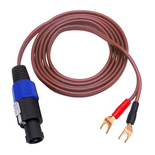 YARCHONN Y Spade Plug auf Speakon Kabel, Stecker Speakon auf 2Y Spade Plug Anschluss Adapter Audiophile OFC HiFi Speaker Audiokabel für Verstärker Subwoofer Audiosystem -6.6FT/2M von YARCHONN