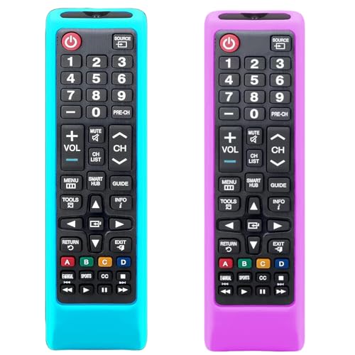 [2er-Pack] Leuchtende Ersatz-Fernbedienung für Samsung-TV-Fernbedienung, universelle Silikonhülle mit Umhängeband, leuchtet im Dunkeln von YAREETY