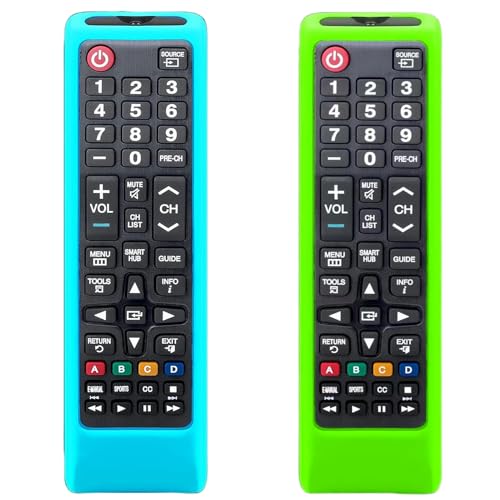 [2er-Pack] Leuchtende Ersatz-Fernbedienung für Samsung-TV-Fernbedienung, universelle Silikonhülle mit Umhängeband, leuchtet im Dunkeln von YAREETY