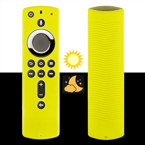 Silikon-Schutzhülle für Fernbedienung (leuchtet im Dunkeln) für 4K, 3. Generation, stoßfest, leicht, rutschfest, stoßfest, Gelb von YAREETY