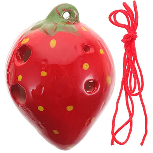 YARNOW 1 Satz 6 Erdbeer-Okarina Musikinstrumente Anfänger für kreatives Ocarina-Blasinstrument Keramik-Okarina- dekorative Okarina rot von YARNOW
