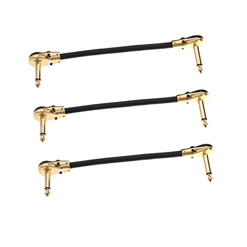 YARNOW 3Stücke Gitarren Patchkabel mit Rechten Winkeln Instrumentenkabel für Gitarre Bass und Keyboard Vergoldete Stecker Abgeschirmt Hohe Klangklarheit von YARNOW