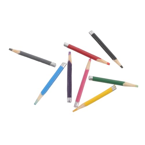 YARNOW 8 Stück Mini-Briefpapier Bleistift Miniatur Mini-Zeug, das tatsächlich funktioniert Schule Klassenzimmer Wachsmalstift bunt Büro Schreibtisch Stütze Holz von YARNOW