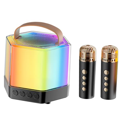 YARNOW Mikrofon-Set Mikrofon für Karaoke-Maschine tragbares Mikrofon und Lautsprecher Mädchen-Karaoke-Maschine Karaoke Karaoke-Maschine mit Mikrofon Abs Black von YARNOW