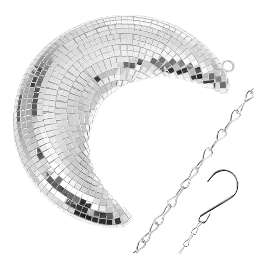 YARNOW Silberne Mond Discokugel Dekoration Eleganter Wandanhänger Für Hochzeiten Partys Und Innendekoration Einfach Zu Installieren Reflektiert Licht Für Funkelnde Effekte Vielseitig von YARNOW