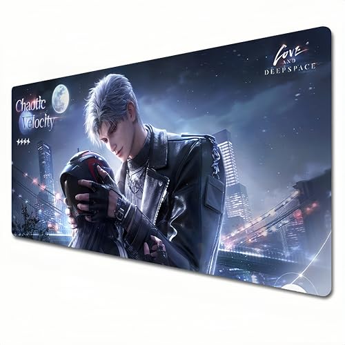 YASAKUE Mauspad mit Aufschrift "Love and Deepspace", XXL, lila, großes Gaming-Mauspad, 900 x 400, genähte Kanten und Schreibtischunterlage für Heimbüro, Sylus (XXL) von YASAKUE