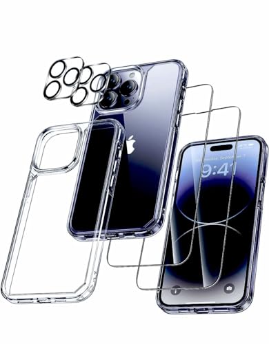 YASER 5-in-1-Set für iPhone 15 pro Hülle, Handyhülle für iPhone 15 pro Case Rundumschutz Schutzhülle Cover [1 Handyhülle+2 Schutzfolie+2 Kameraschutz] - TransparentIphone 15 pro (6,1 Zoll) von YASER