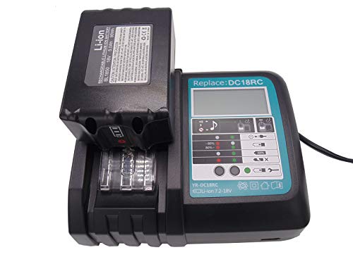BL1850B Akku 18V 5,0Ah mit Ladegerät DC18RC 3A für Makita BL1830 BL1840 BL1850, DUC353Z DUC302Z DLM380Z DLM431Z DUH523Z, Radio DMR102 DMR105 DMR108 von YASI MFG