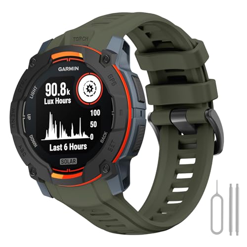 Armband Kompatibel mit Garmin Instinct 3 50mm, Ersatzarmband aus weichem Silikon Sport Kompatibel mit Garmin Instinct 3 50mm mit Adapterwerkzeugen Armband Kompatibel mit Garmin Instinct 3 50mm, Ersatzarmband aus weichem Silikon Sport Kompatibel mit Garmin Instinct 3 50mm mit Adapterwerkzeugen von YASPARK