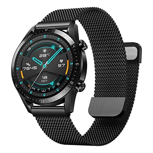 Armband für Huawei Watch GT3 46mm/Huawei Watch GT2 46mm, 22mm Edelstahl Mesh Metall Armband für Huawei Watch GT3 Pro, GT2 Pro, GT Active, Watch 2 Classic, Honor Watch Magic 46mm, Galaxy Watch 3 45mm von YASPARK