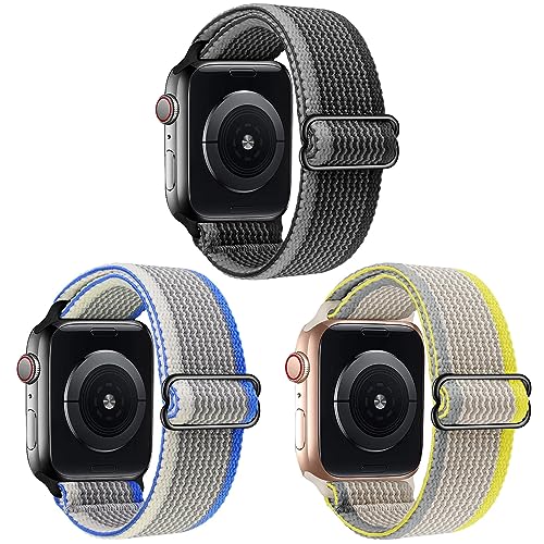 YASPARK 3 Stück Ersatzarmband Kompatibel mit Apple Watch Armband 42mm 44mm 45mm 49mm, Verstellbares Stoff Sport Nylon Ersatzband für Apple Watch Ultra, iWatch SE Series 8 7 6 5 4 3 2 1 von YASPARK