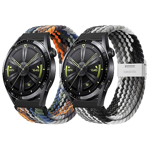 YASPARK Armband Kompatibel mit Huawei Watch GT 4 46mm, 22mm Elastic Adjustable Nylon Armband für Huawei Watch GT 3 46mm/GT 2 46mm/GT3 Pro/GT2 Pro/GT 2e/GT Runner/Galaxy Watch 46mm/Galaxy Watch 3 45mm von YASPARK