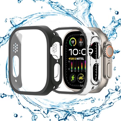 YASPARK Hülle für Apple Watch Ultra 2, Hartglas Schutzhülle,Hard PC Ultradünne Glas Schutz Case Rundum Displayschutz für Apple Watch Ultra/Apple Watch Ultra 2 49mm Schutzhülle, 2 Stück von YASPARK