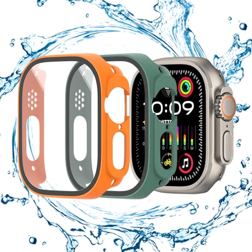 YASPARK Hülle für Apple Watch Ultra 2, Hartglas Schutzhülle,Hard PC Ultradünne Glas Schutz Case Rundum Displayschutz für Apple Watch Ultra/Apple Watch Ultra 2 49mm Schutzhülle, 2 Stück von YASPARK