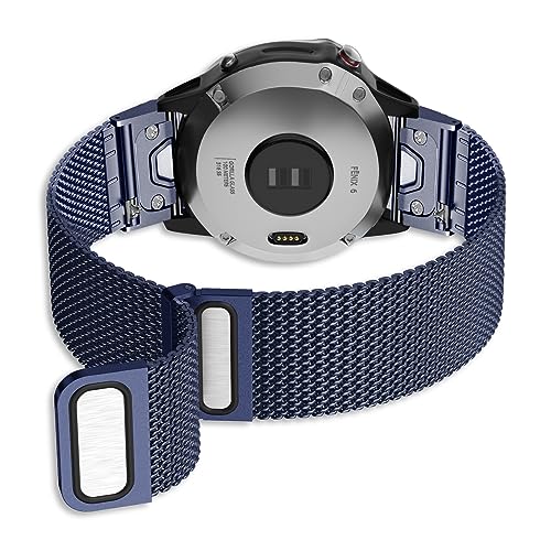 YASPARK Kompatibel mit Garmin Fenix 6 Pro, 22mm Mesh Edelstahl Ersatzband Armband für Fenix 5, Fenix 5 Plus, Fenix 6, Fenix 7, Fenix 7 Solar, Fenix 7 Sapphire Solar, Garmin Instinct, Forerunner 935 von YASPARK