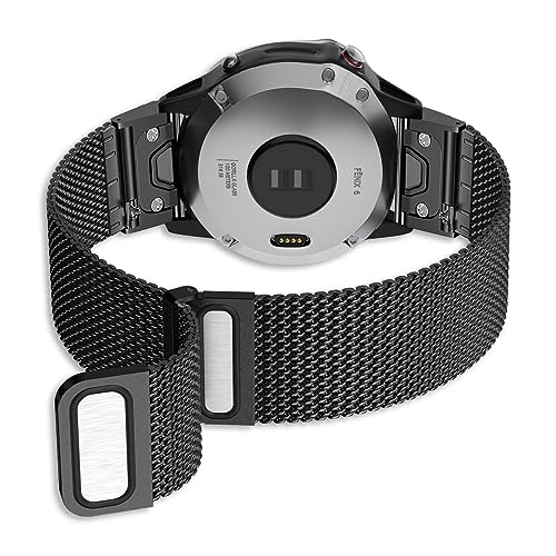 YASPARK Kompatibel mit Garmin Fenix 6 Pro, 22mm Mesh Edelstahl Ersatzband Armband für Fenix 5, Fenix 5 Plus, Fenix 6, Fenix 7, Fenix 7 Solar, Fenix 7 Sapphire Solar, Garmin Instinct, Forerunner 935 von YASPARK