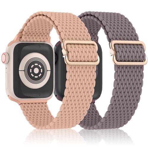 YASPARK Nylon Armband Kompatibel mit Apple Watch 38mm 40mm 41mm, Geflochtenes Elastisches Dehnbares Armband für Apple Watch 9 8 SE 7 6 5 4 3 2 1 von YASPARK