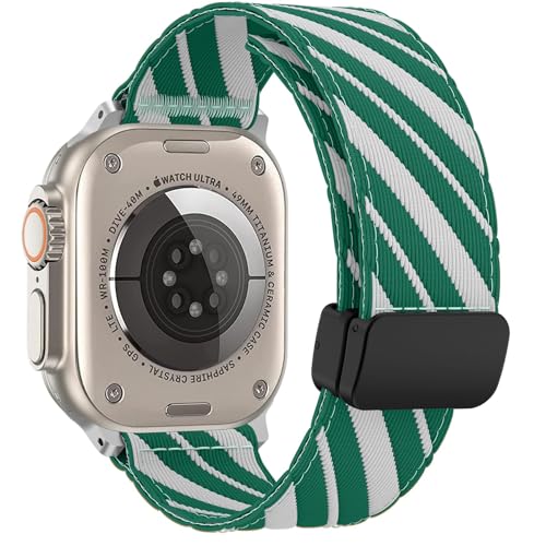 YASPARK Segeltuch Armband Kompatibel mit Apple Watch Ultra Armband 49mm 45mm 44mm 42mm, Segeltuch Armbänder mit Magnetisch Verschluss für iWatch Series 9 8 7 6 5 4 3 2 1 SE Ultra 2 Ultra von YASPARK