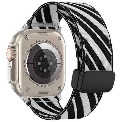 YASPARK Segeltuch Armband Kompatibel mit Apple Watch Ultra Armband 49mm 45mm 44mm 42mm, Segeltuch Armbänder mit Magnetisch Verschluss für iWatch Series 9 8 7 6 5 4 3 2 1 SE Ultra 2 Ultra von YASPARK