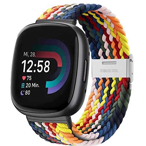 YASPARK Solo Loop Armband für Fitbit Versa 3, Verstellbarer Geflochtener Elastischer Sportarmband aus Nylon Armband für Fitbit Versa 3, Fitbit Versa 4, Fitbit Sense 2, Fitbit Sense von YASPARK