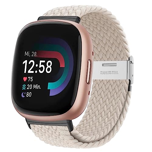 YASPARK Solo Loop Armband für Fitbit Versa 3, Verstellbarer Geflochtener Elastischer Sportarmband aus Nylon Armband für Fitbit Versa 3, Fitbit Versa 4, Fitbit Sense 2, Fitbit Sense von YASPARK