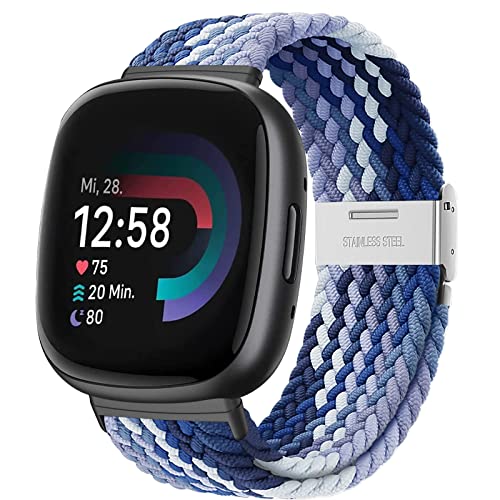 YASPARK Solo Loop Armband für Fitbit Versa 3, Verstellbarer Geflochtener Elastischer Sportarmband aus Nylon Armband für Fitbit Versa 3, Fitbit Versa 4, Fitbit Sense 2, Fitbit Sense von YASPARK